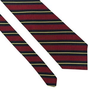 Ashford & Brooks Silk Repp Tie Mens 58 x 4 Maroon Navy Gold Horizontal Striped